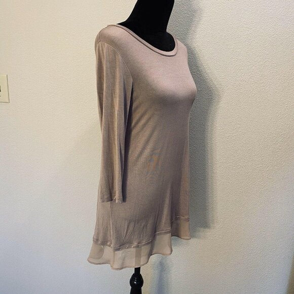 LOGO tunic XS Blush color double hem tunic top 3/4 sleeves stretchy - Picture 3 of 8